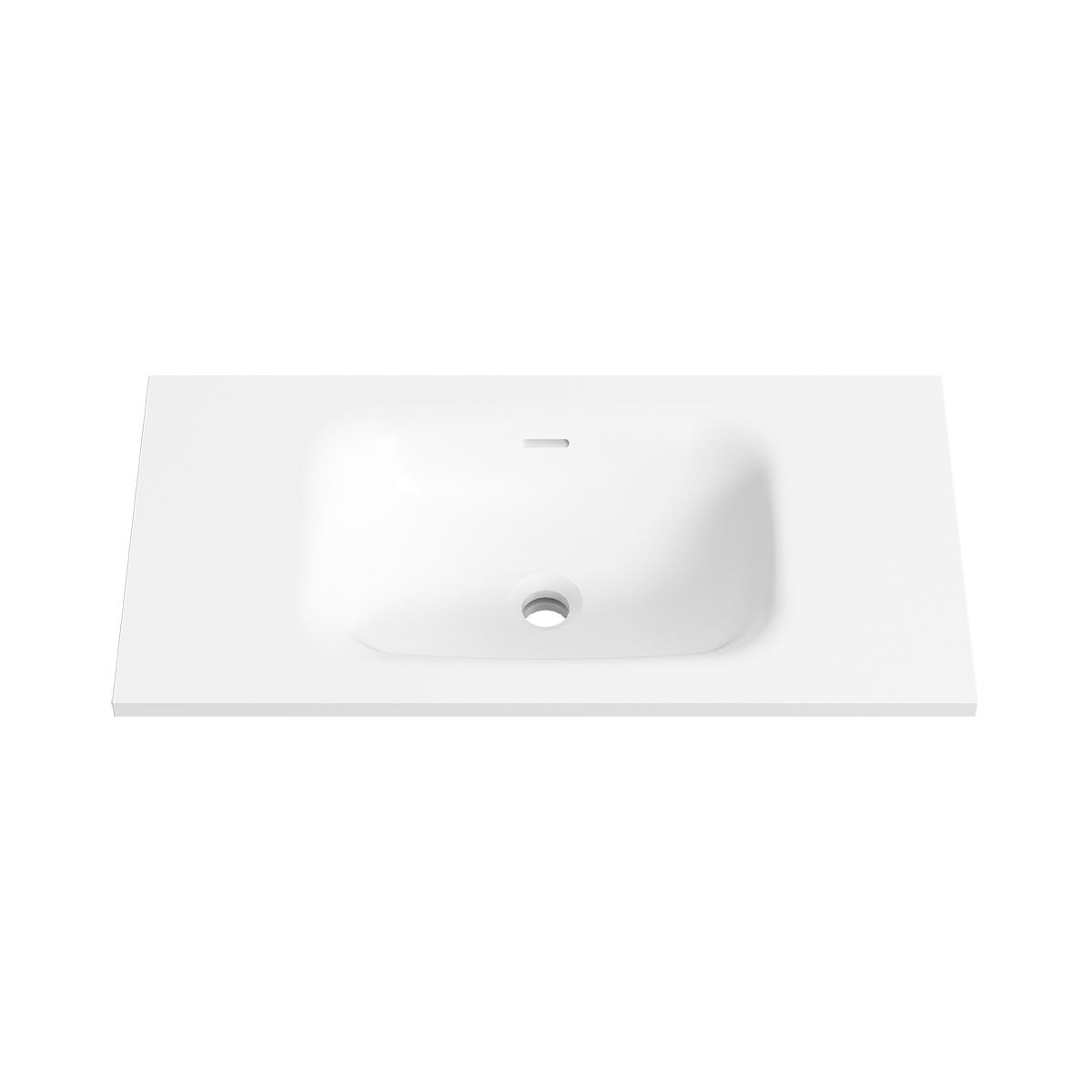 FLOW Slim Solid Surface Vanity Top, w/ Integrated Basin and Overflow 750mm Matte White