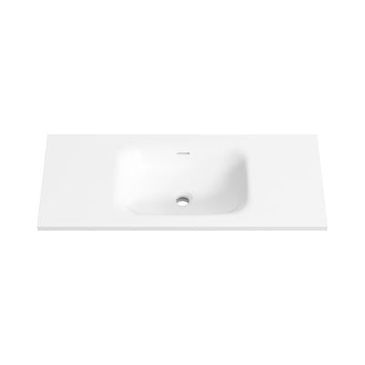 FLOW Slim Solid Surface Vanity Top, w/ Integrated Basin and Overflow 900mm Matte White
