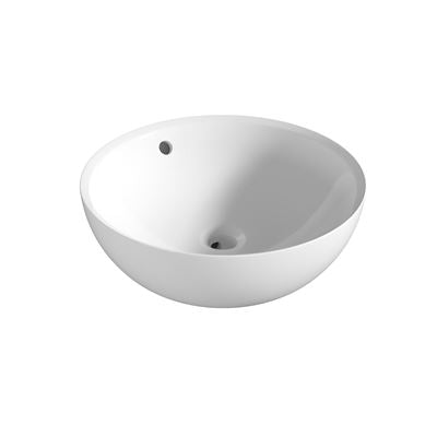 OMEGA Round Bench Mount Basin with Overflow Gloss White