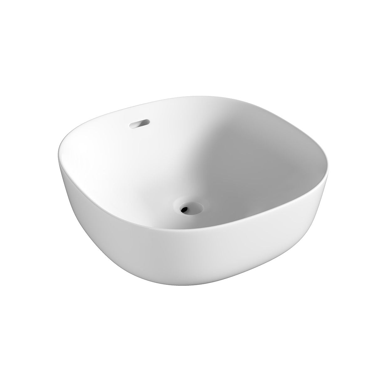 OMEGA Square Bench Mount Basin with Overflow Matte White