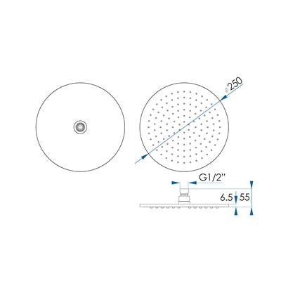 MONSOON Round Shower Head Champagne Gold 250mm