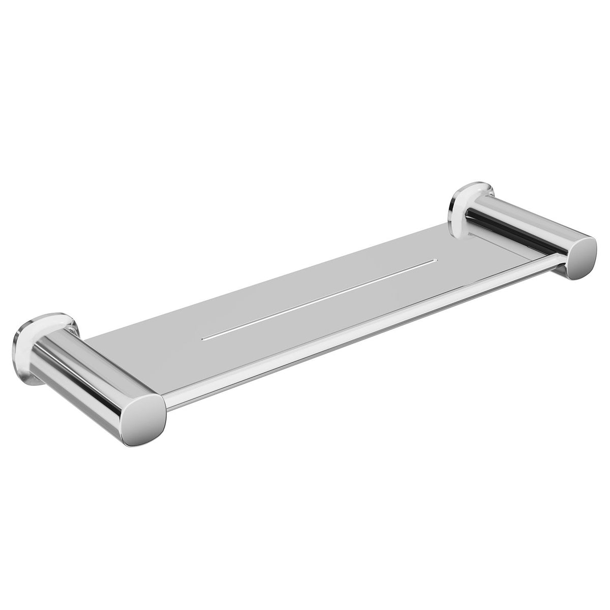 SYMMETRY Shower Shelf Polished Stainless Steel, front view