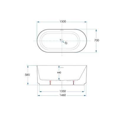 FLORENCE Freestanding Bath with Overflow Matte White 1500mm