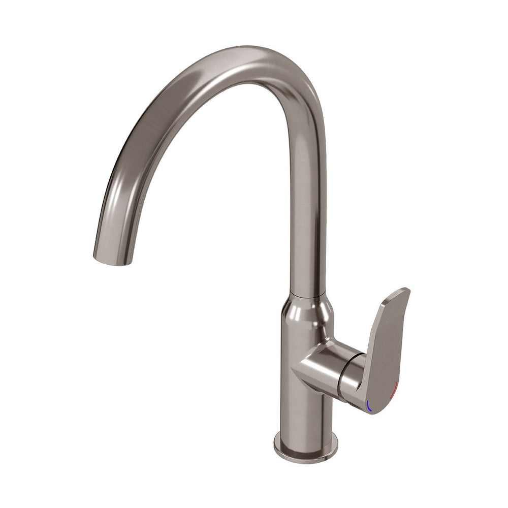 FLOW Gooseneck Sink Mixer Brushed Nickel