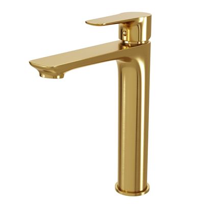 EDEN Tall Basin Mixer Lead Free Brushed Brass, front view