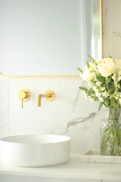 SPIN In Wall Basin Spout Brushed Brass 200mm