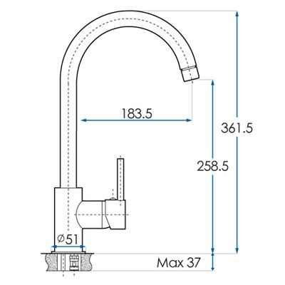 SPIN Gooseneck Sink Mixer Gunmetal