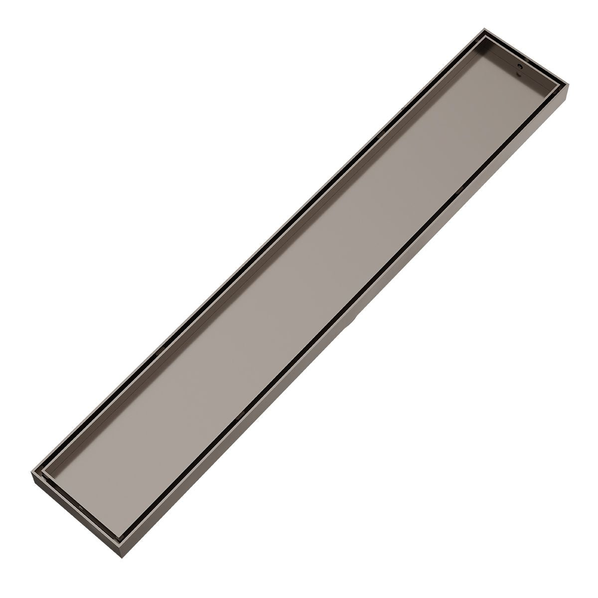 LIDO LINEAR Tile Floor Drain 600 x 100mm Brushed Nickel