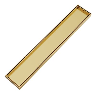 LIDO LINEAR Tile Floor Drain 600 x 100mm Brushed Brass