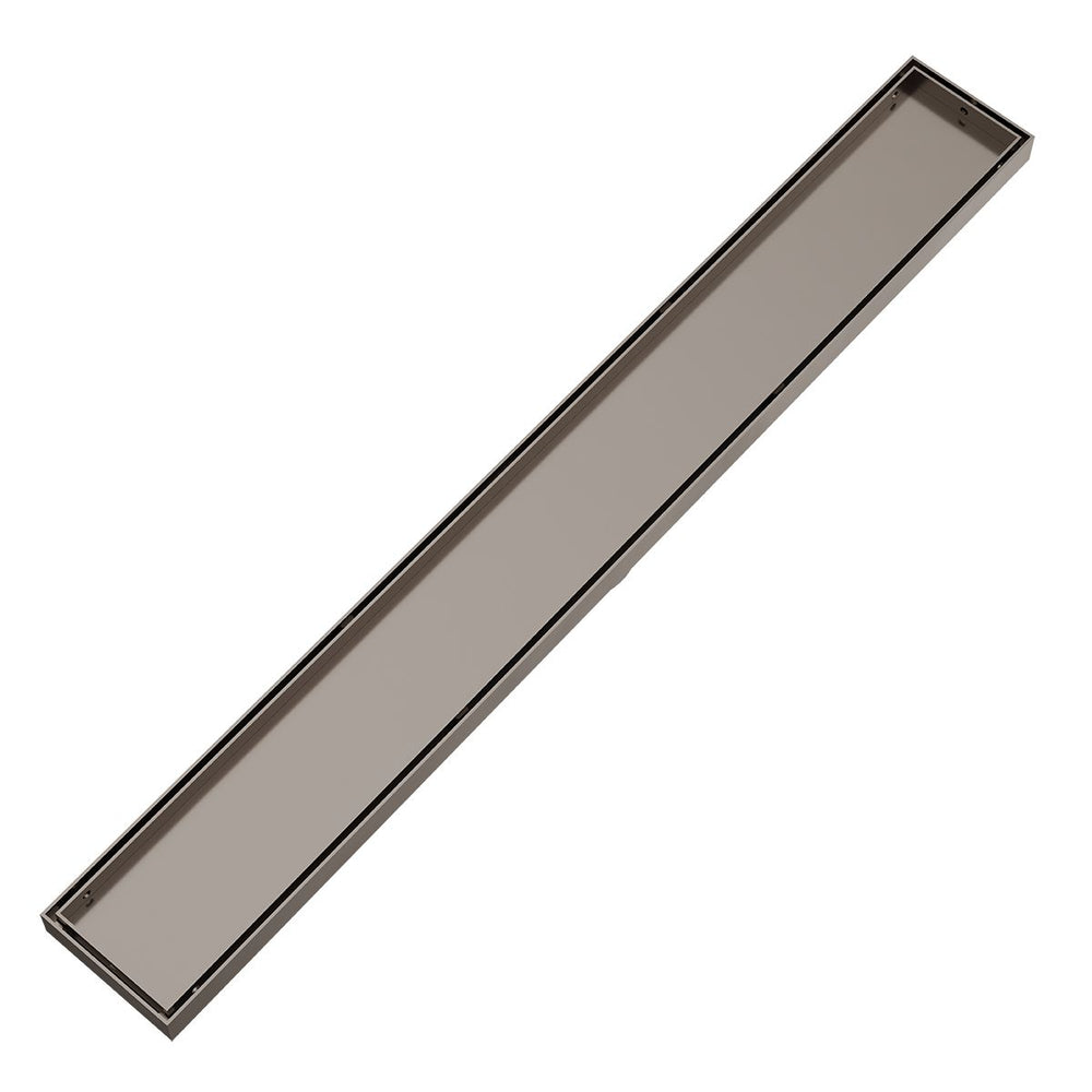 LIDO LINEAR Tile Floor Drain 800 x 100mm Brushed Nickel