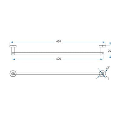 SPIN Towel Rail 600mm Gunmetal