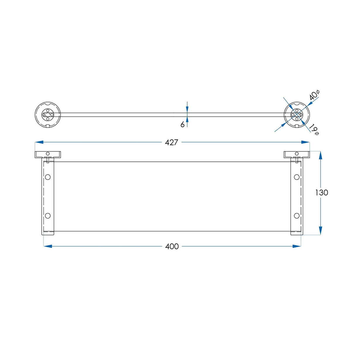SPIN Glass Shelf Gunmetal 400mm