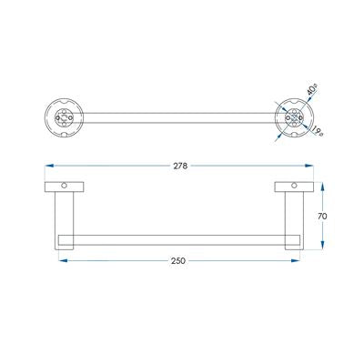 SPIN Hand Towel Rail 250mm Gunmetal