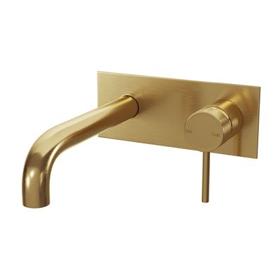 SPIN In Wall Mixer & 200mm Spout Kit Brushed Brass