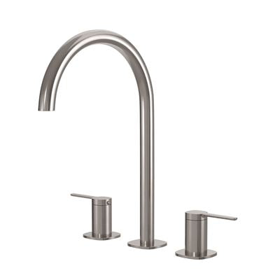 SYMMETRY Quarter Turn Lever Hob Tap Set with Swivel Hob Spout 175mm Brushed Nickel