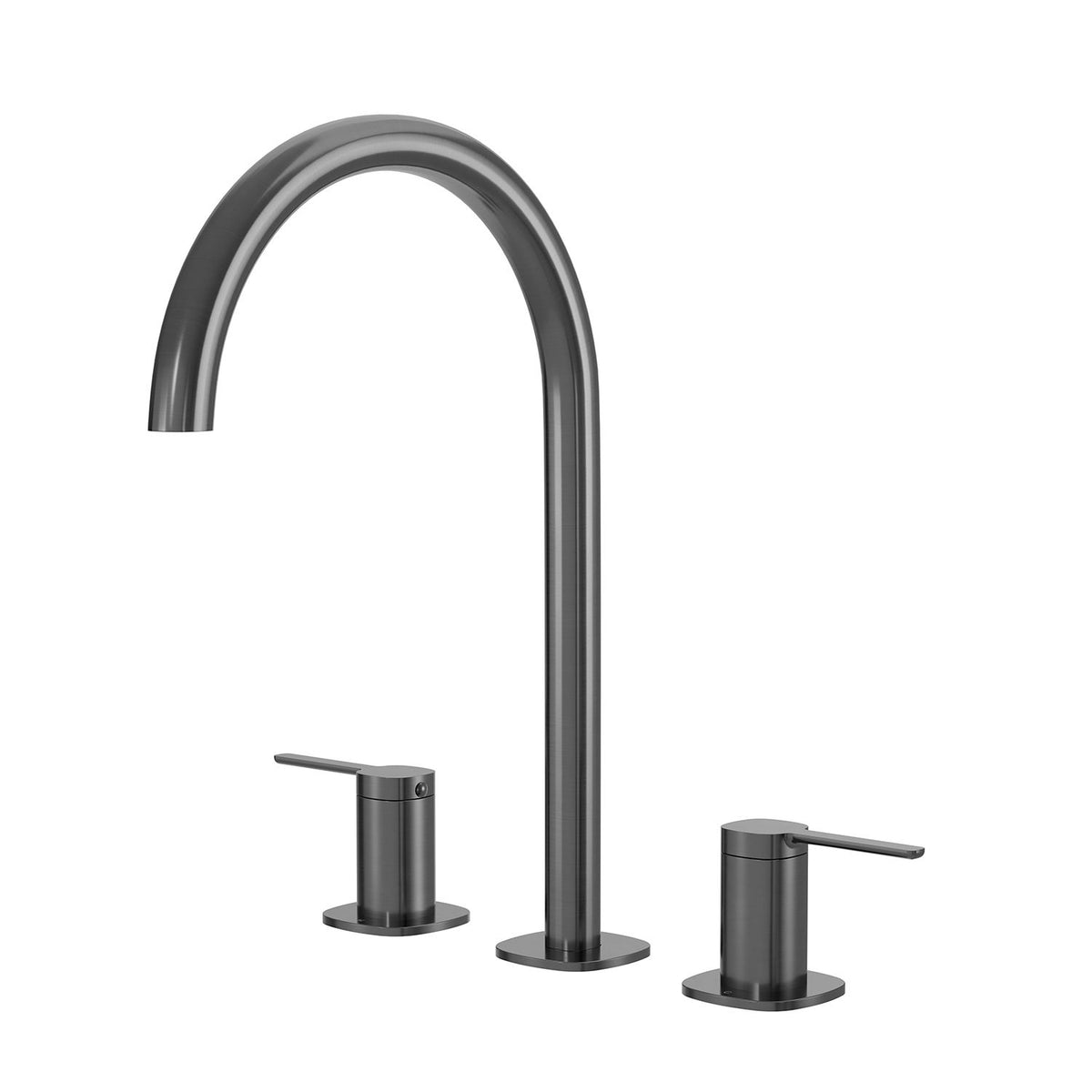 SYMMETRY Quarter Turn Lever Hob Tap Set with Swivel Hob Spout 175mm Gunmetal, front view