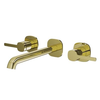 SYMMETRY In-Wall Top Lever Assemblies & 220mm Spout Kit Champagne Gold, front view