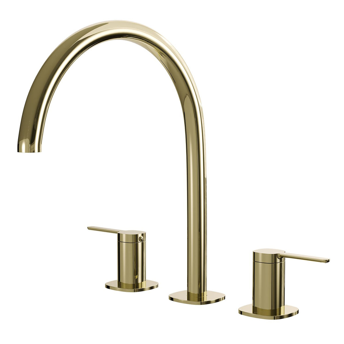SYMMETRY Quarter Turn Lever Hob Tap Set with Swivel Hob Spout 260mm Champagne Gold, front view