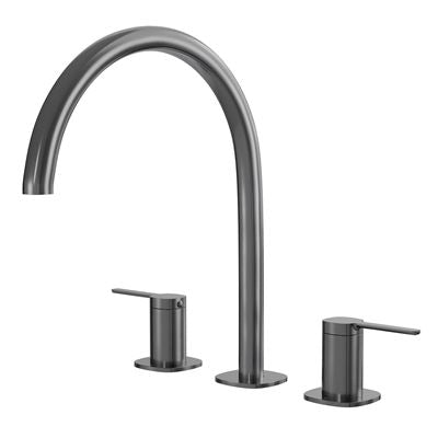 SYMMETRY Quarter Turn Lever Hob Tap Set with Swivel Hob Spout 260mm Gunmetal
