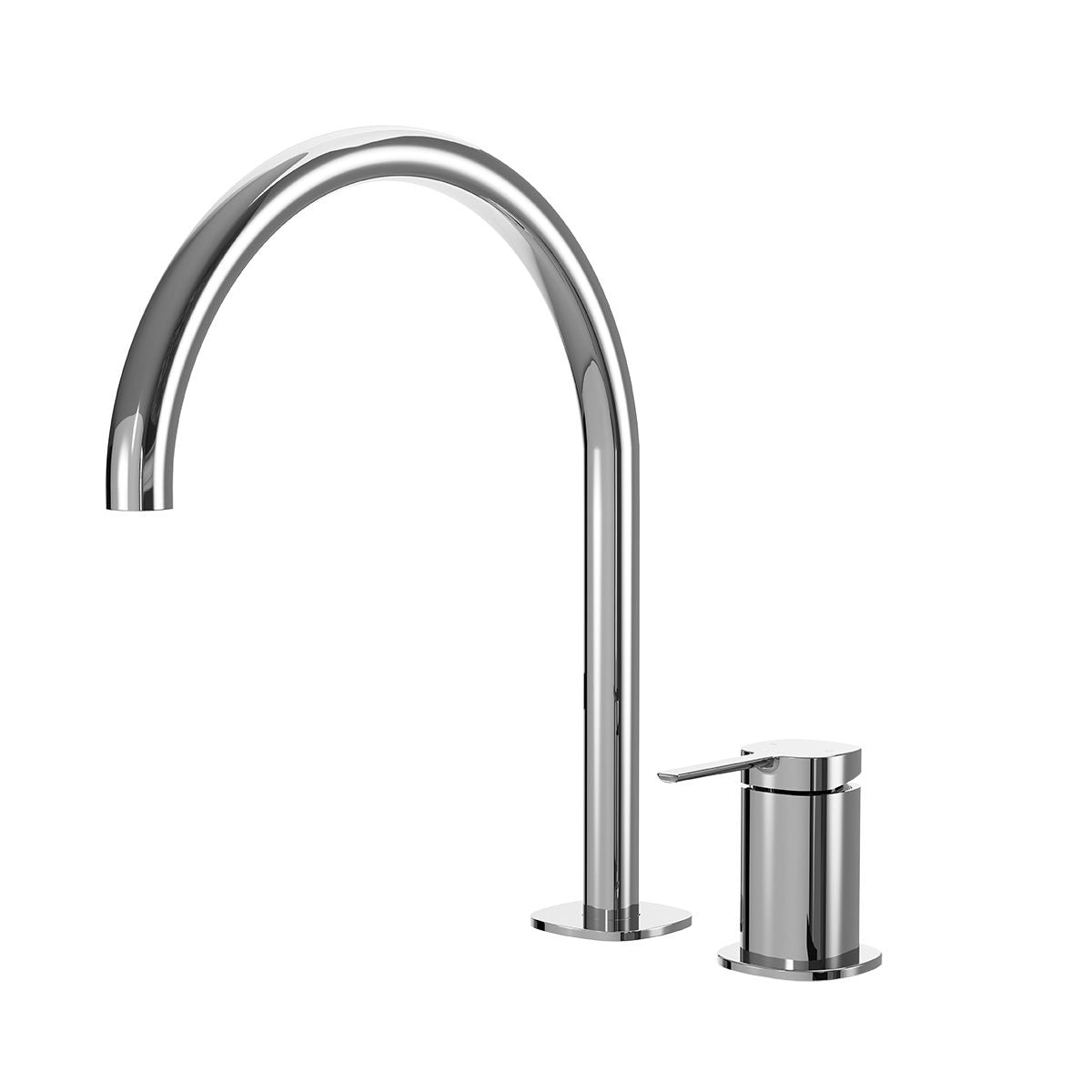 SYMMETRY Hob Mixer Set & Swivel Spout 260mm Polished Stainless Steel, front view