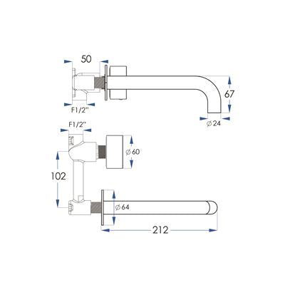 MESH In Wall Progressive Mixer & 200mm Spout Set Chrome