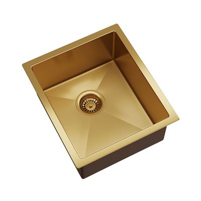 BURAZZO Inset / Undermount Embossed Single Bowl Sink 390mm Brushed Brass