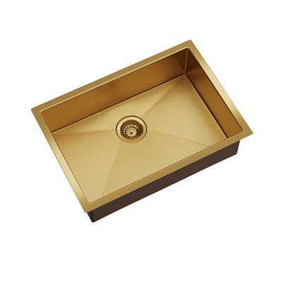 BURAZZO Inset / Undermount Embossed Single Bowl Sink 650mm Brushed Brass