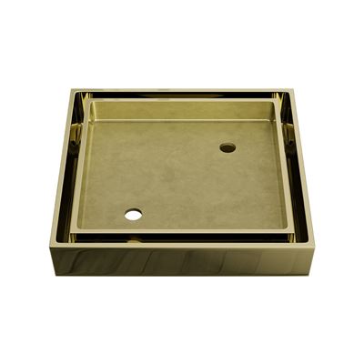 LIDO Square Tile Grate 125mm with DN80 Outlet Champagne Gold