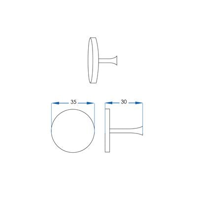 OLIVER Round Knob Handle 35mm Champagne Gold (each)