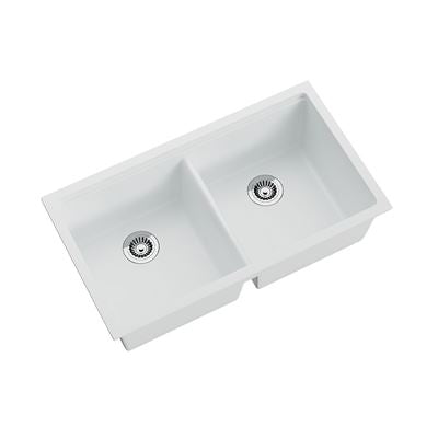 ROCHER Granite Double Bowl Sink 833mm White