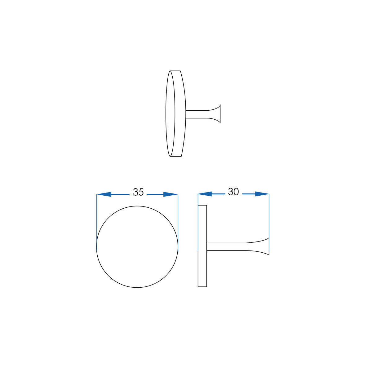 OLIVER Round Knob Handle 35mm Titanium Bronze (each)