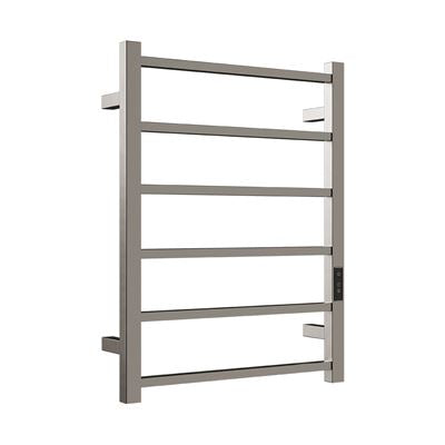HETTA Multi-Function Square Heated Towel Rail 6 Bar Brushed Nickel