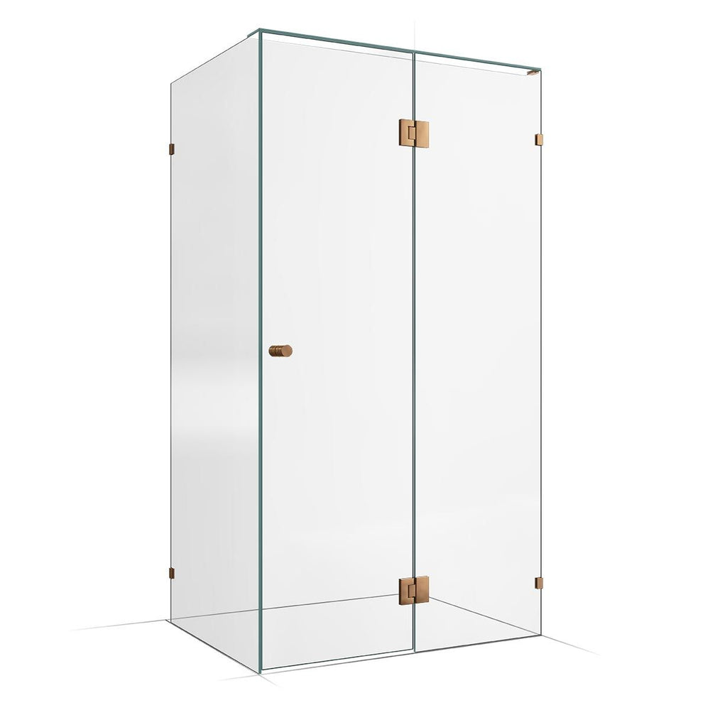 Frameless Shower Screen 1150X850X2000mm - 550mm Hinge Panel Titanium Bronze