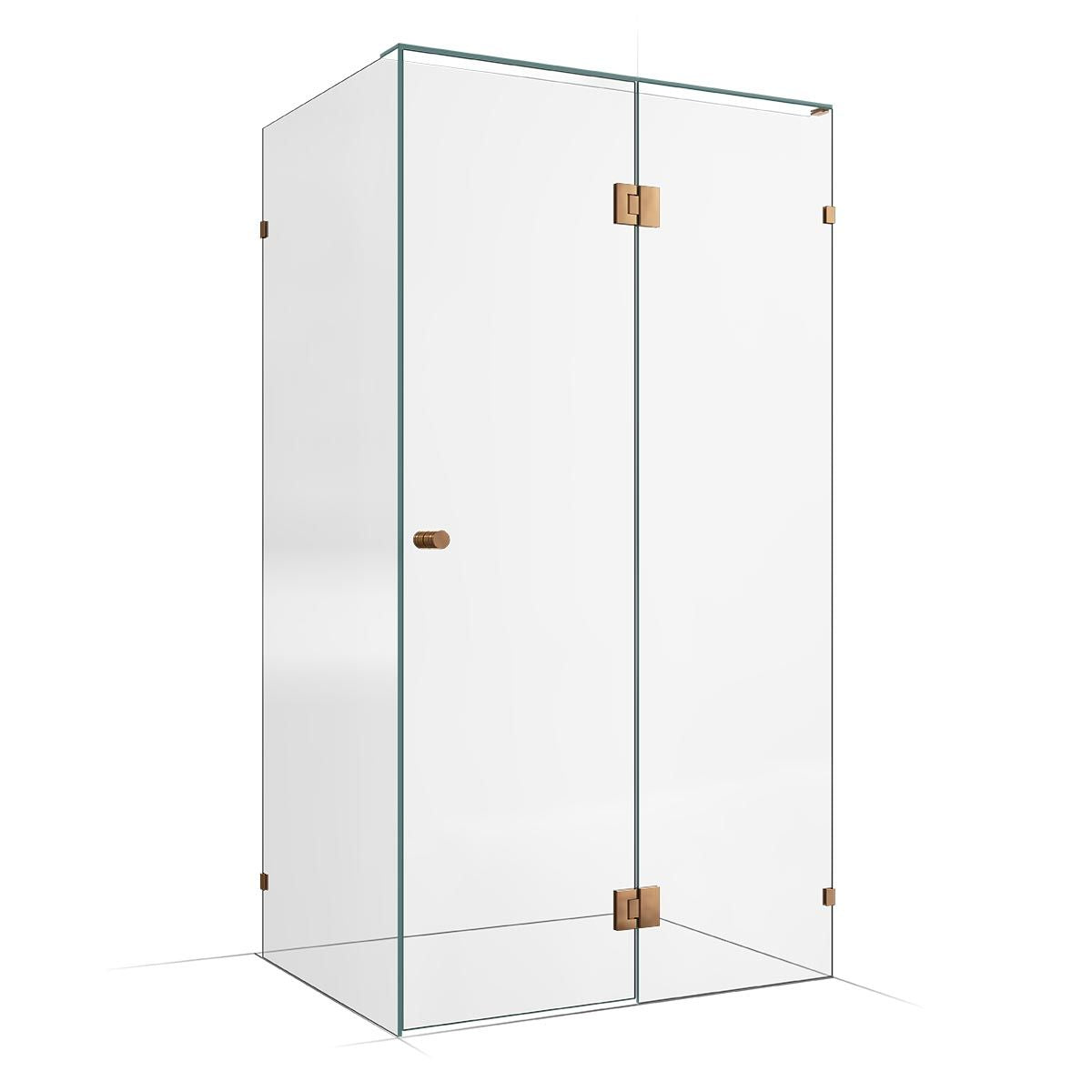 Frameless Shower Screen 1150X850X2000mm - 550mm Hinge Panel Titanium Bronze