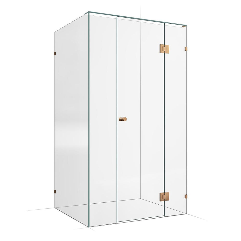 Frameless Shower Screen 1200x1000mm - 300mm Hinge Panel Titanium Bronze