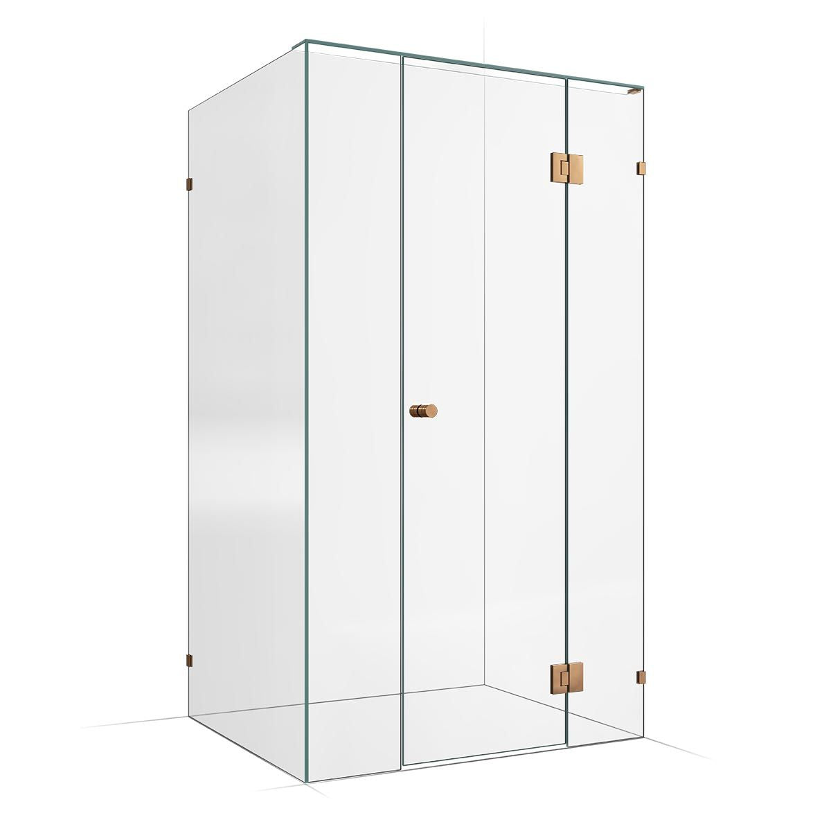 Frameless Shower Screen 1200x1000mm - 300mm Hinge Panel Titanium Bronze