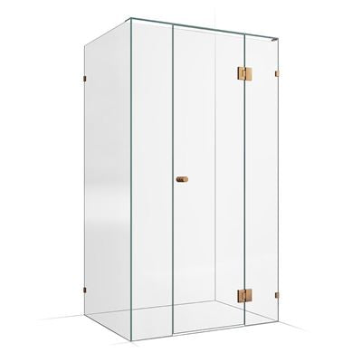 Frameless Shower Screen 1200x900mm - 300mm Hinge Panel Titanium Bronze
