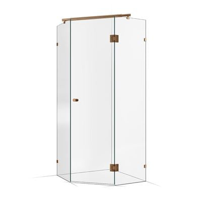 Frameless Shower Screen 900x900mm Titanium Bronze
