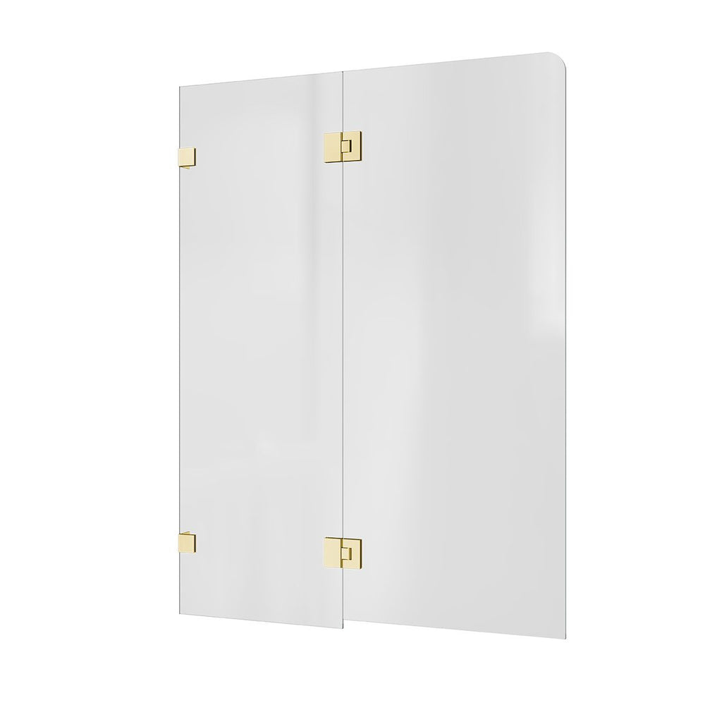 Bath Screen Kit – Fixed & Swing Double Panel 8mm Glass Swing Pivot Champagne Gold