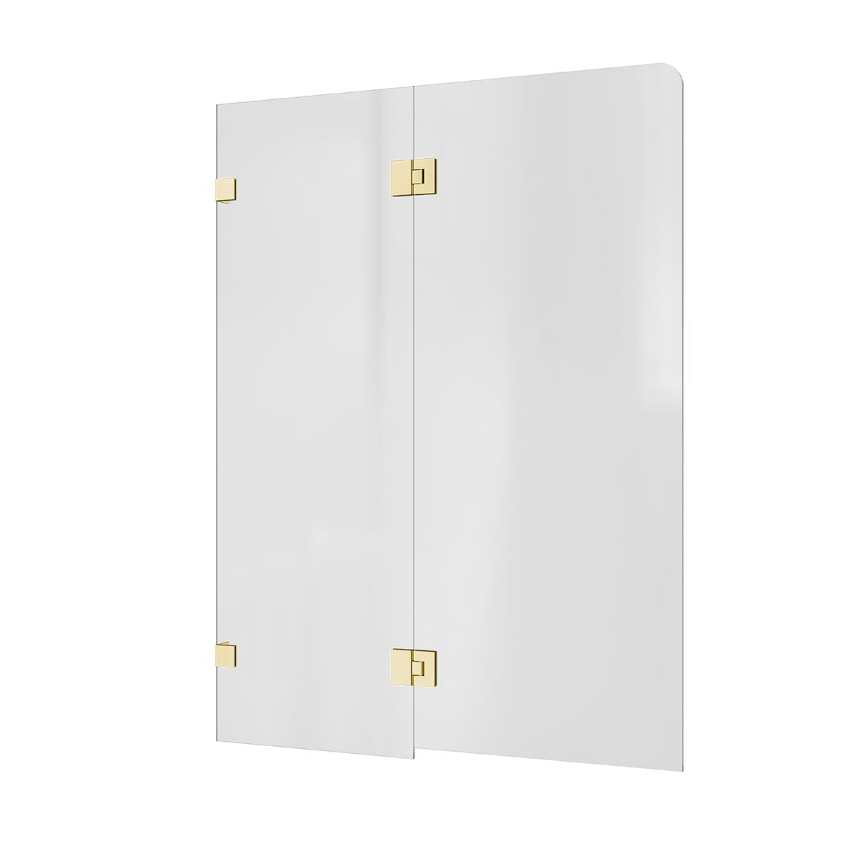 Bath Screen Kit – Fixed & Swing Double Panel 8mm Glass Swing Pivot Champagne Gold