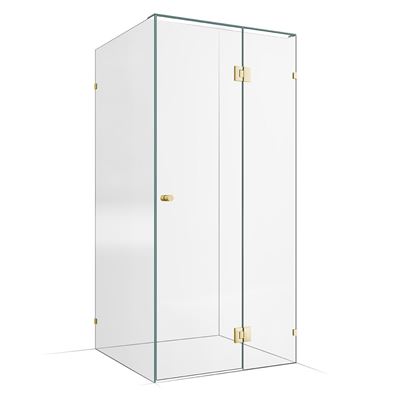 Frameless Shower Screen 1000x1000mm - 400mm Hinge Panel Champagne Gold