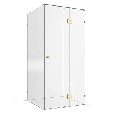 Frameless Shower Screen 1000x1000mm - 400mm Hinge Panel Champagne Gold