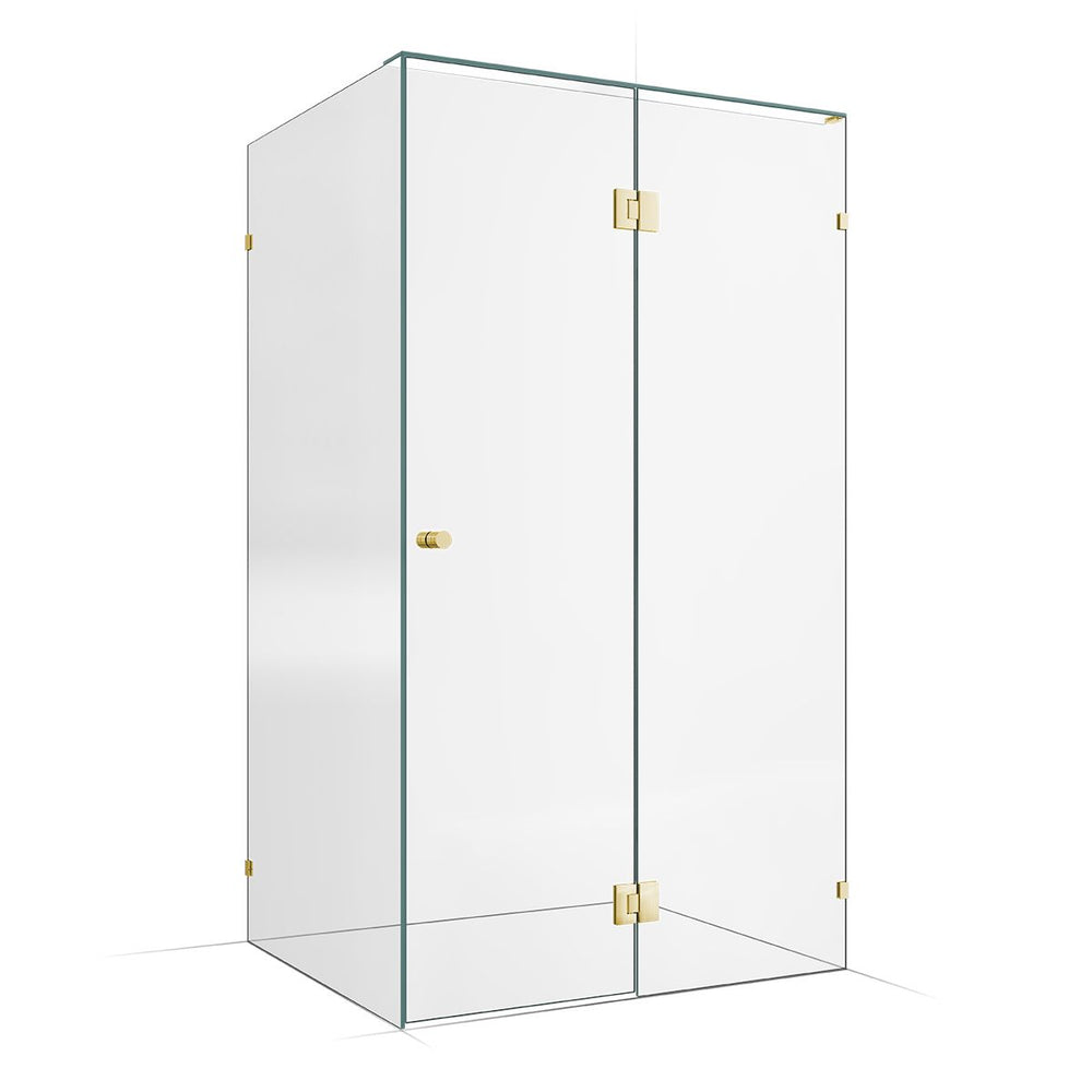 Frameless Shower Screen 1200x1000mm - 600mm Hinge Panel Champagne Gold