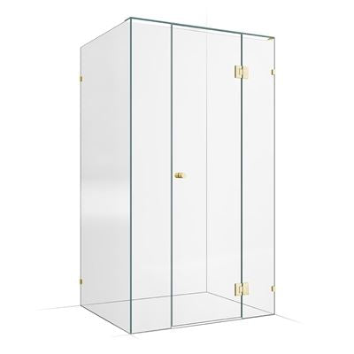 Frameless Shower Screen 1200x1000mm - 300mm Hinge Panel Champagne Gold