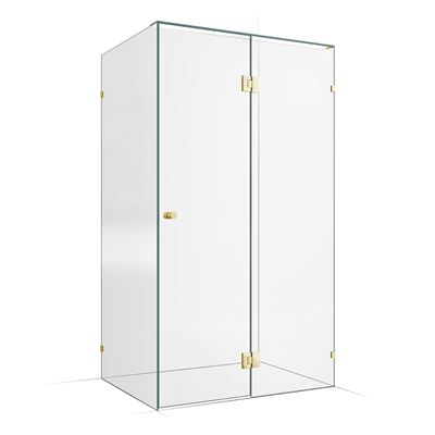 Frameless Shower Screen 1200x900mm - 600mm Hinge Panel Champagne Gold