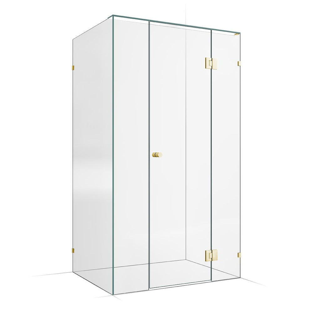 Frameless Shower Screen 1200x900mm - 300mm Hinge Panel Champagne Gold