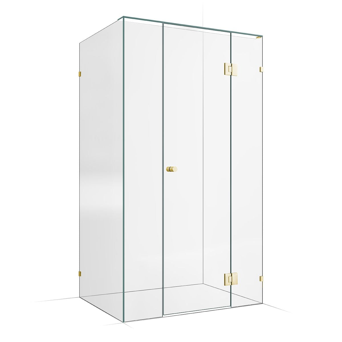 Frameless Shower Screen 1200x900mm - 300mm Hinge Panel Champagne Gold