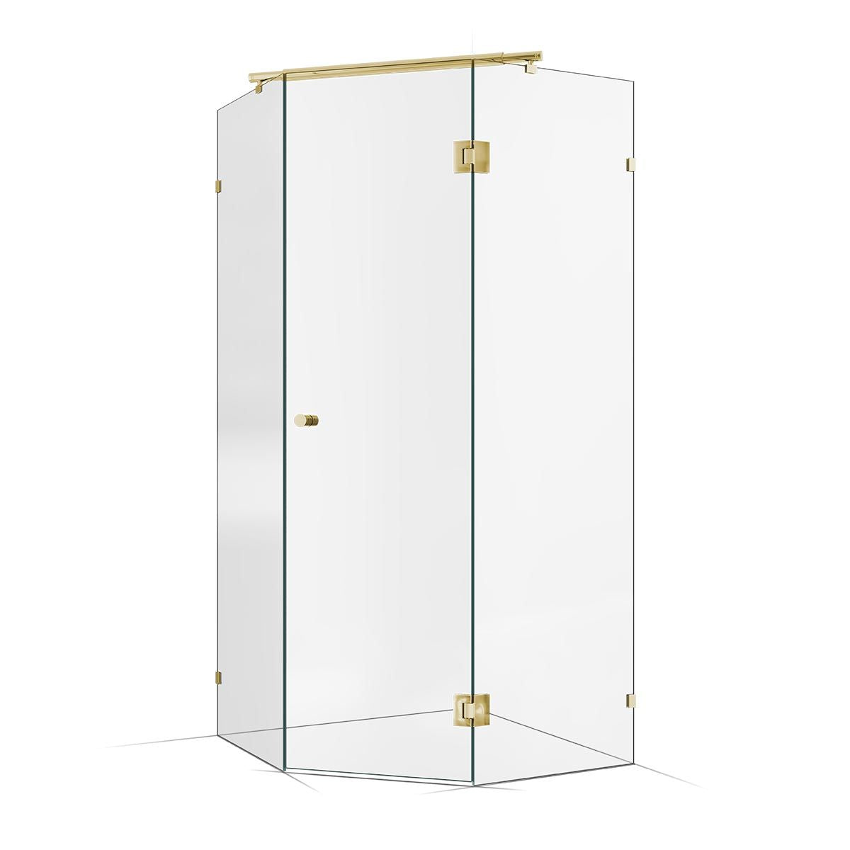 Frameless Shower Screen 1000X1000mm Champagne Gold