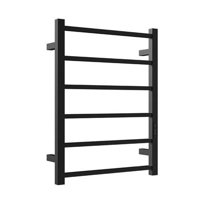 HETTA Multi-Function Square Heated Towel Rail 6 Bar Matte Black