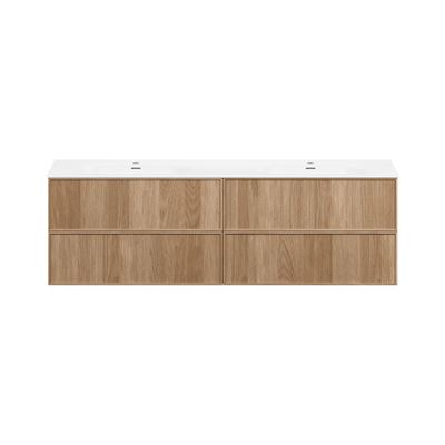 JASPER Wall Hung Vanity 1800mm White Oak Timber Veneer w/ Top, front view